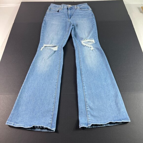 Levi's Jeans Womens 26x30* 726 Flare Mid Rise Blue Faded Distressed Denim Tag 27 - Picture 1 of 16